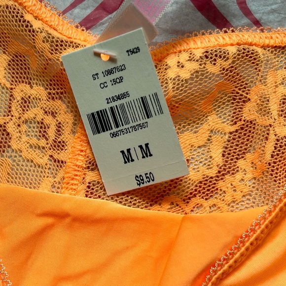 ‼️SOLD‼️ NWT Vintage VS PINK Floral Lace back Neon orange cheeky panty underwear - Picture 5 of 5